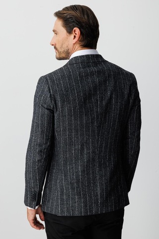 Erkek Siyah Slım Fıt / Dar Kalıp Geniş Kırlangıç Ceket-20007 Siyah