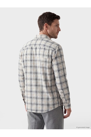 Lcwaıkıkı Classic Ekru Regular Fit Ekose Erkek Gömlek
