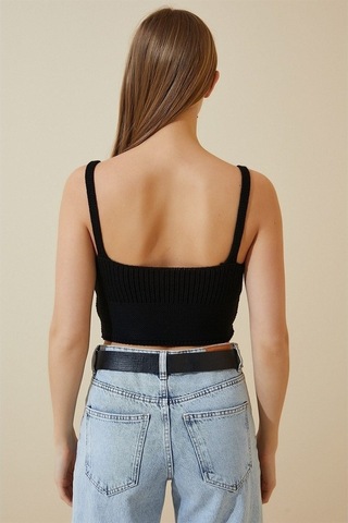 Kadın Siyah Önü Bağcıklı Bluz-Siyah