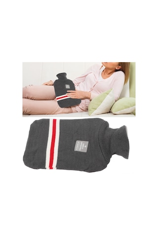 Lemestar 1000ml Derin Gri Örgü Kılıflı Pvc Isı Su Böceği - Tüm Mevsimler İçin Isı/soğuk Kompres, Patlama Engellli, Damlama Yok, Taşınabilir, Vücut Fakatları Isıtma Diğer