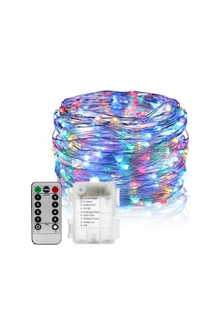 Konesam 5 Metre Renkli Led Tellı Işık, 8 Modlu Kumanda Kontrol, Ip65 Su Geçirmez, Bahçe Ve Bayram Dekorasyonu Pil Yok
