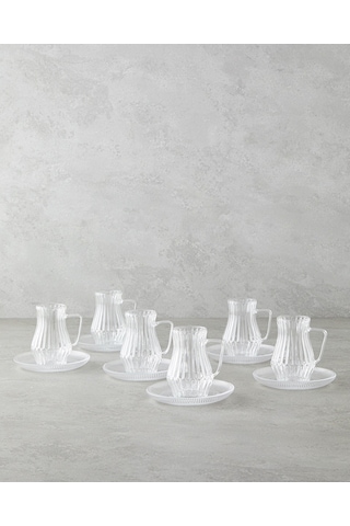English Home Rachel Cam 12 Parça 6 Kişilik Çay Seti 135 Ml Şeffaf Şeffaf