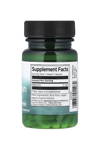 Takviye Swanson Vitamins, Melatonin, 3 Mg, 60 Vegan Capsules