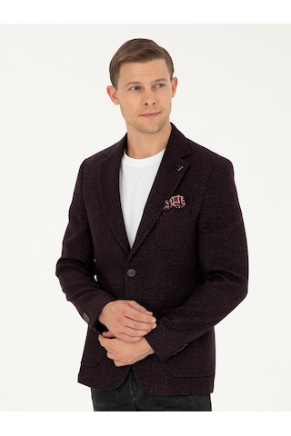 Cacharel Bordo Slim Fit Yün Karışımlı Ceket Kırmızı