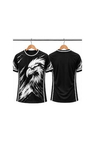 Sonvadi Yetişkin Futbol Forması Kartal Dijital Baskı Özel Tasarım Forma Siyah Siyah