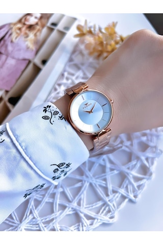 Ferro Rose Gold Renk 3 Atm Suya Dayanıklı Çelik Kordon Özel Tasarım Kadın Kol Saati Bf21129awt-c