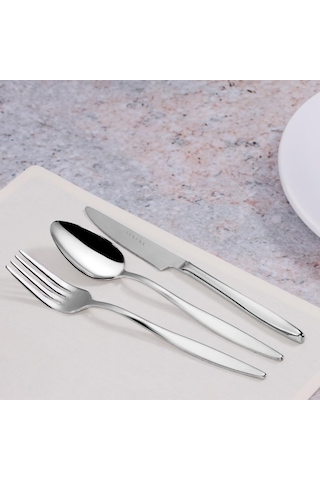Serenk Milano Çelik Çatal Kaşık Bıçak Takımı 18 Parça Gümüş