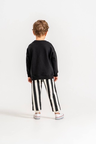 Florida Baskılı Sweatshirt Siyah Çizgili Eşofman Altı Erkek Çocuk Alt Üst Takım Süper Kalite Kumaş