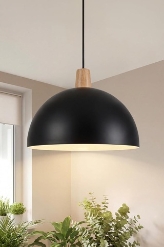 Luna Ahşap Sarkıt Avize, Bohem Tavan Lambası Ve Salon Oturma Odası Aydınlatması - Siyah - 30 Cm Modern Dekorat Çok Renkli