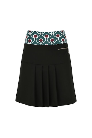 Kadın Fermuar Detaylı Beli Desenli Pileli Etek Frn4052 Siyah