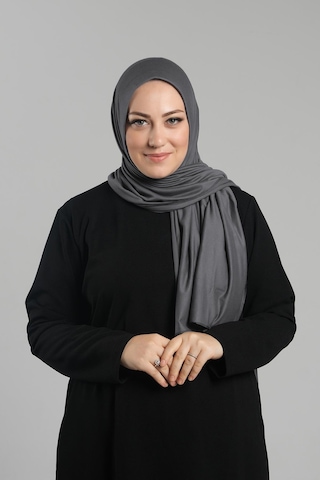 Hürrem Bone Antrasit Pratik Hazır Geçmeli Şal Viskon Önü Süngerli Penye Şal 2202 25 Antrasit