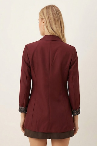 Armonika Kadın Bordo Kol İçi Leopar Desenli Tek Düğmeli Ceket Arm-26k001088