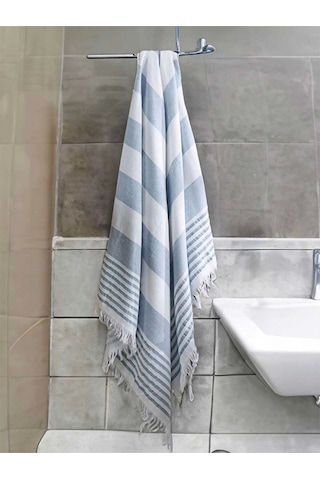 Pure Linen 90x170 Cm Doğal Pamuk Peştamal Havlu Mavi Çok Renkli