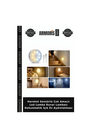 Hareket Sensörlü Çok Amaçlı Led Lamba Duvar Lambası Dokunmatik Işık Ev Aydınlatması Beyaz