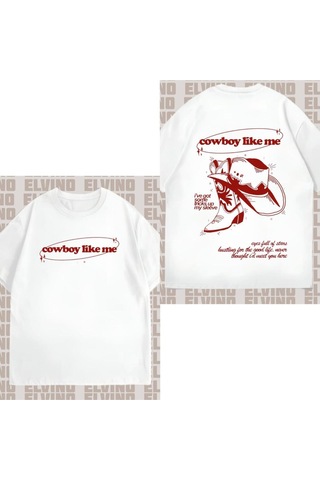 Noıssey Beyaz "cowboy Like Me" Basklı Oversize Unisex
