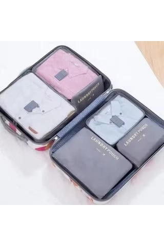 6 Adet/takım Seyahat Saklama Çantası Büyük Kapasiteli Su Geçirmez Bagaj Giyim İç Çamaşırı Saklama Çantası Fermuarlı Çanta Gri