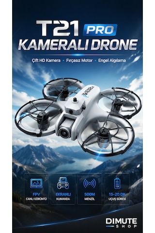 T21 Pro Kameralı Drone Çift Hd Kamera Fpv Fırçasız Motor Engel Algılamalı