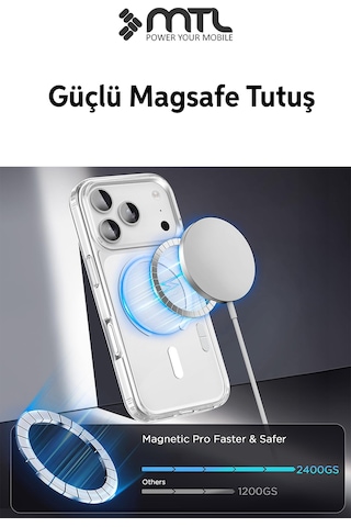 İphone 17 Pro Max Uyumlu Şeffaf Magsafe Kılıf Mtl Safe