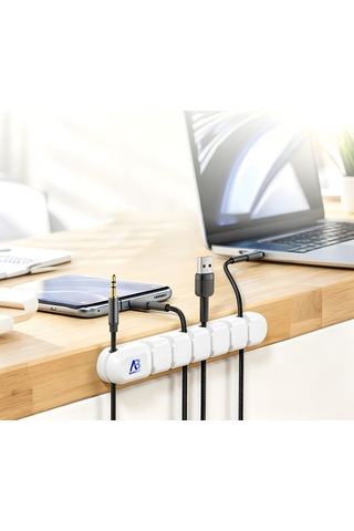 Apollobell Acp05-020 Ab 7 Yuvalı Bilgisayar Kablo Klipsi Ve Silikon Kablo Tutucu Düzenleyici.