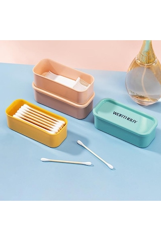 Taşınabilir Seyahat Kutusu Pamuklu Çubuk Tutucu Kutu Diş İpi Mücevher Düzenleyici Saklama Kabı Toz Geçirmez Mücevher Aksesuarı Kutusu Sarı