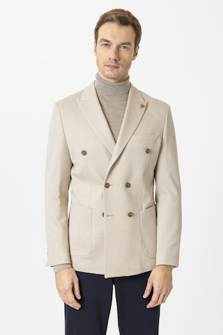 Süvari Bej Slim Fit Düz Sivri Yaka 6 Drop Ceket