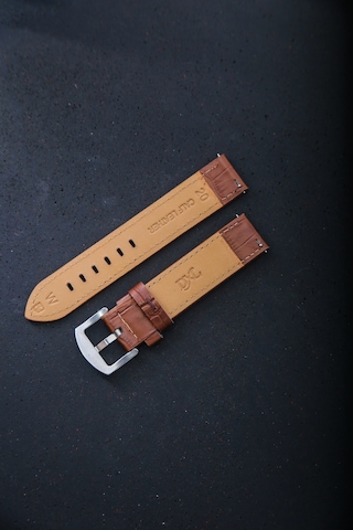 Hakiki Deri 20mm Akıllı Pimli Saat Kordonu Kahverengi - Siyah