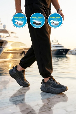 Walkway Siyah Fileli Hafif Esnek Hafızalı Taban Unisex Spor Ayakkabı Flystep G