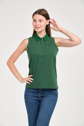Kadın Regular Fit Kolsuz Polo Yeşil