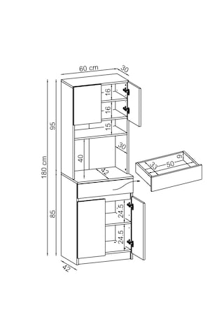 Napoli Çok Amaçlı Dolap Kitaplık Mutfak Dolabı