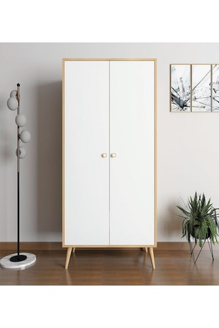 Floradesign Milano Gardırop /elbise Dolabı Iki Kapaklı Dolap Beyaz/meşe
