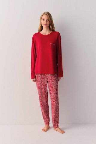 Suwen Paisley Pijama Takımı Sh27402660082 Kırmızı