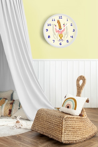 Sevimli Zürafa Çizimli Çocuk Odası Duvar Saati - 30cm - Önü Camlı Beyaz Kasa - Sessiz Mekanizma-jh0964 Beyaz