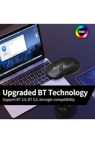 Vkemall "hxsj T90 3 Modlu Kablosuz Fare: Rgb Aydınlatma, 5 Dpı Seviyesi, 750mah Pil" 001