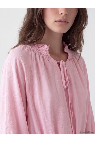Lcw Modest Pembe Desenli Kuşaklı Kadın Gipeli Tunik