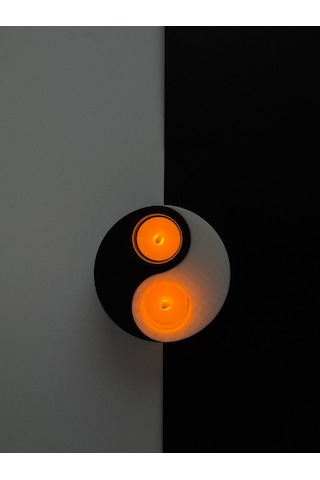 Yin Yang Mumluk Siyah Beyaz Çift Hazneli Led Tealight Dekoratif Mumluk