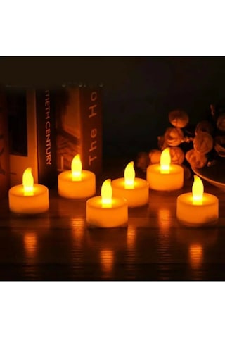 8 Adet Sarı Işıklı Led Mum El Mumu Tealight Piller Dahil Kullanıma Hazır Sarı