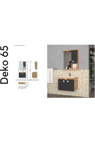Evros Deko 65 Cm Banyo Dolabı Siyah