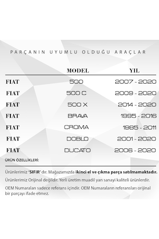 Fiat Doblo, Ducato, 500, Punto İçin Şamandıra Kapağı