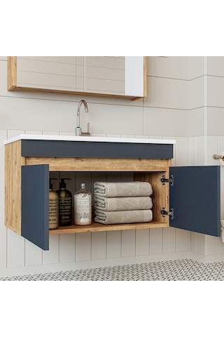 Roomart Lavabolu Atlantik - Antrasit Mdf 85 Cm Banyo Dolabı Takım Atlantik - Antrasit