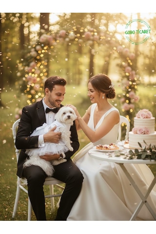 Şık Tasarım Gelinlik & Doğum Günü Abiyesi Kedi Köpek Parti Kıyafeti Elbisesi