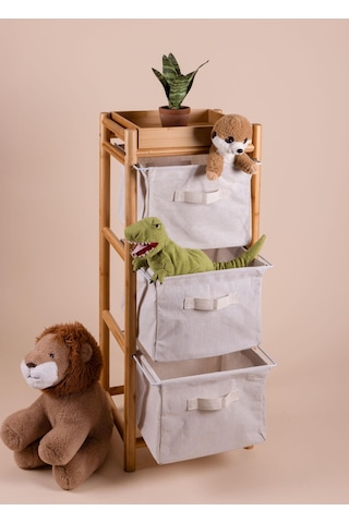 The Mia Bambu 3 Bez Çekmeceli Düzenleyici Dolap Raf 90x35x30 Cm Çok Renkli