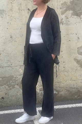 Mia Butik Kadın Güneş Keten Siyah Takım Siyah