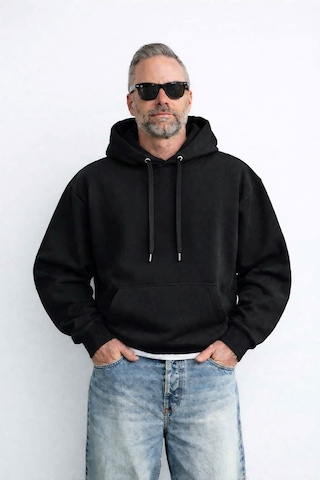 İçi Polarlı Kapşonlu Erkek Sweatshirt Hoodie Siyah