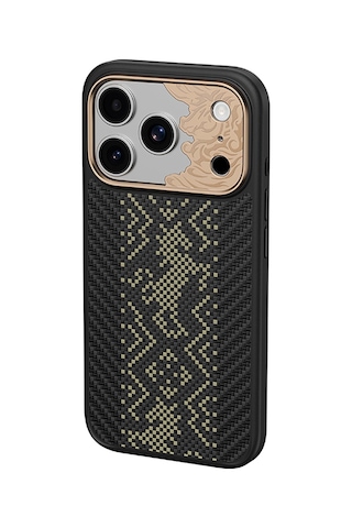 Apple iPhone Uyumlu 17 Pro Kılıf M-safe Şarj Özellikli Karbon Fiber Benks Knight Armorpro Kevlar Kapak Siyah