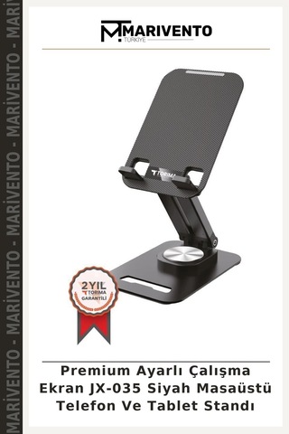 Premium Ayarlı Çalışma Ekran Jx-035 Siyah Masaüstü Telefon Ve Tablet Standı