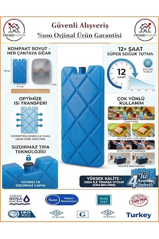 Trendhomm Buz Aküsü - Buz Kaseti - İçleri Erimeye Karşı Özel Sıvı Doludur - 4 Adet