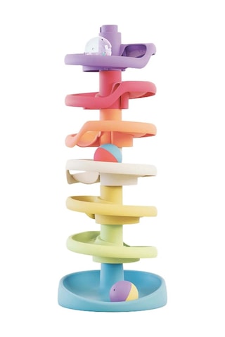 Eğitici Spiral Top Kulesi Quercetti Sarma Kule 10 Parça Renkli Güvenli Bebek Oyuncağı