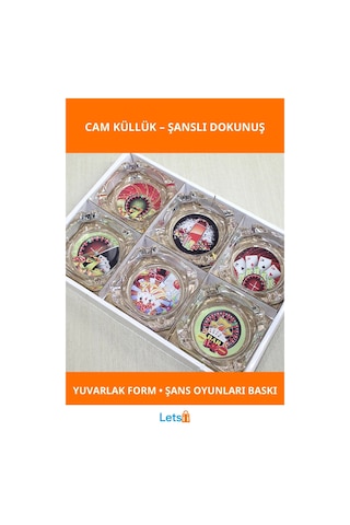 Yuvarlak Dayanıklı Cam Küllük Şans Oyunları Temalı