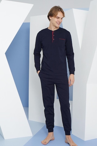 Kly Erkek Uzun Kol Midi Yaka Lacivert Pijama Takımı C9t2n4o4 001