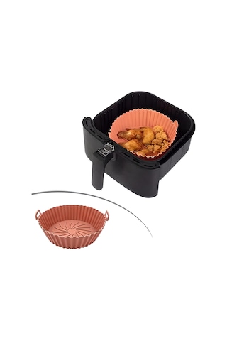 Renkli Isıya Dayanıklı Yıkanılabilir Silikon Fırın Ve Airfryer Yuvarlak Model Pişirme Matı Vizon